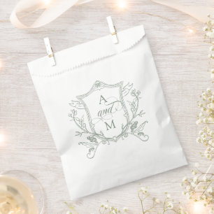 Sage Green Vintage Crest Wedding Thank You Favor Bag