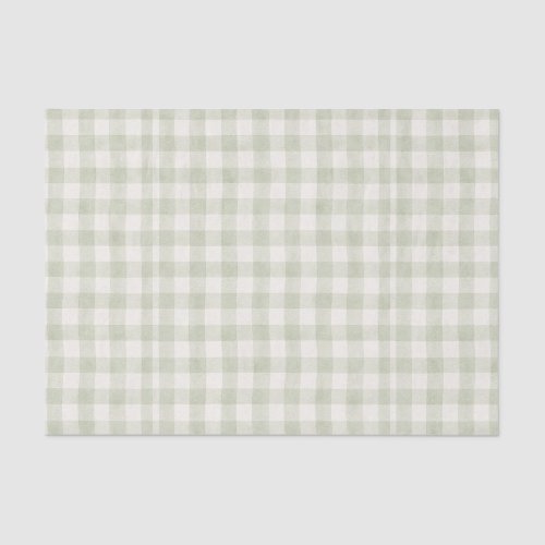 Sage Green Vintage Fabric Stripes Checker Box Tissue Paper