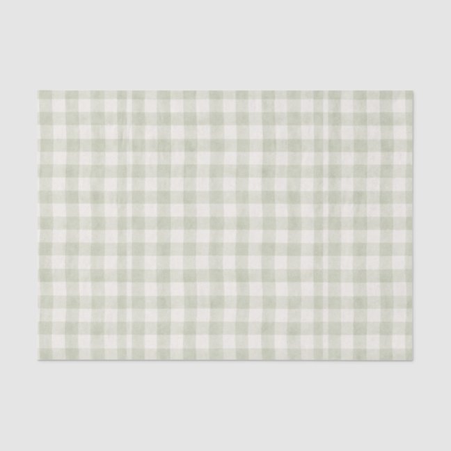 Sage Green Vintage Fabric Stripes Checker Box Tissue Paper