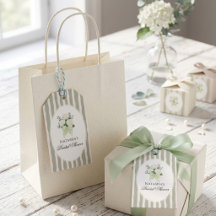 Sage Green Vintage Floral Bow Simple Bridal Shower