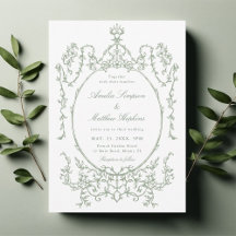 Sage Green Vintage Floral Frame Wedding