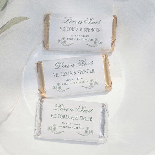 Sage Green Vintage Floral Love Is Sweet Wedding Hershey's Miniatures