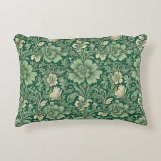 Sage Green Vintage Floral Pattern Accent Pillow