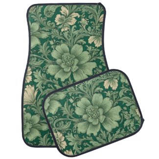 Sage Green Vintage Floral Pattern 