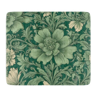 Sage Green Vintage Floral Pattern  Cutting Board