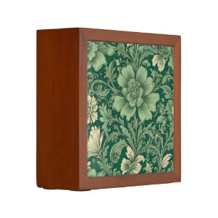 Sage Green Vintage Floral Pattern  Desk Organizer
