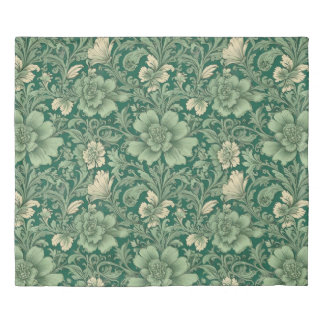 Sage Green Vintage Floral Pattern  Duvet Cover