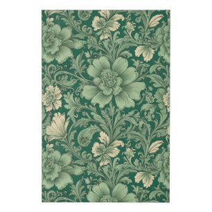 Sage Green Vintage Floral Pattern  Faux Canvas Print