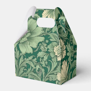 Sage Green Vintage Floral Pattern Favor Boxes