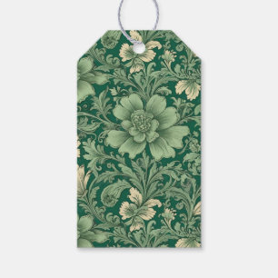Sage Green Vintage Floral Pattern Gift Tags