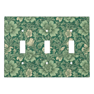 Sage Green Vintage Floral Pattern Light Switch Cover