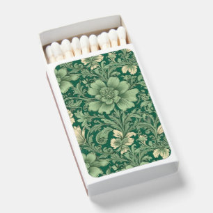 Sage Green Vintage Floral Pattern Matchboxes