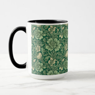 Sage Green Vintage Floral Pattern Mug