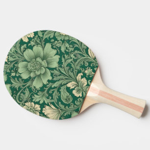 Sage Green Vintage Floral Pattern Ping Pong Paddle
