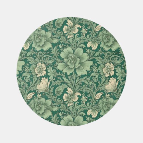 Sage Green Vintage Floral Pattern  Rug