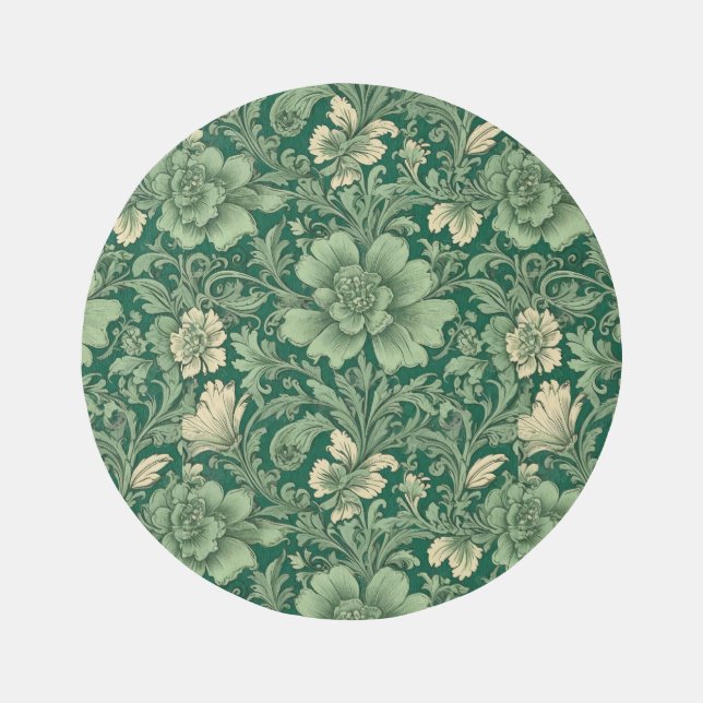 Sage Green Vintage Floral Pattern  Rug (Front)