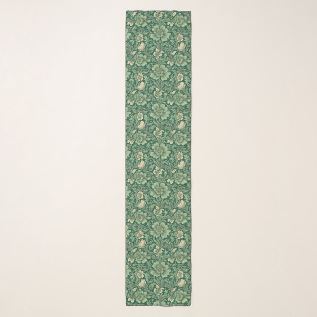 Sage Green Vintage Floral Pattern  Scarf (Front)