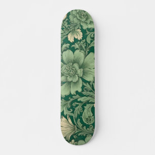 Sage Green Vintage Floral Pattern Skateboard