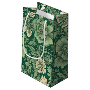Sage Green Vintage Floral Pattern Small Gift Bag
