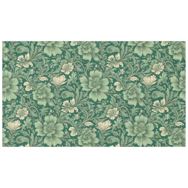 Sage Green Vintage Floral Pattern  Tablecloth (Front (Horizontal))