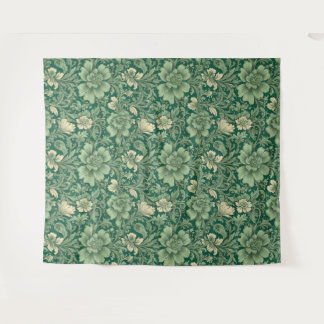 Sage Green Vintage Floral Pattern Tapestry
