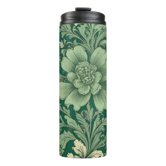 Sage Green Vintage Floral Pattern  Thermal Tumbler