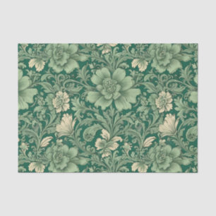 Sage Green Vintage Floral Pattern Tissue Paper
