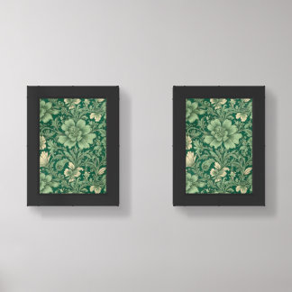 Sage Green Vintage Floral Pattern Wall Art Sets