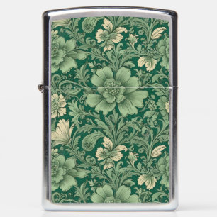 Sage Green Vintage Floral Pattern Zippo Lighter