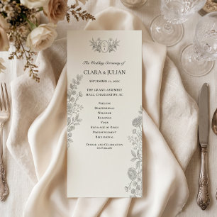 Sage Green Vintage Floral Romantic Crest Program