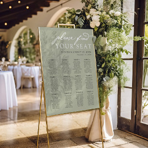 Sage Green Vintage Floral Wedding Seating Chart Foam Board