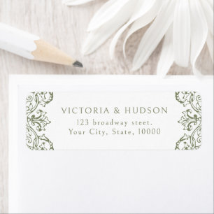Sage Green Vintage Frame Elegant Return Address Label