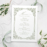 Sage Green Vintage Frame Elegant Script Wedding Menu<br><div class="desc">Elegant vintage ornamental frame border design with stylish script in sage green color,  simple and classic,  great wedding menus for modern classic wedding,  romantic vintage wedding,  and formal traditional wedding. 
See all the matching pieces in collection.</div>