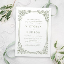 Sage Green Vintage Frame Elegant Wedding