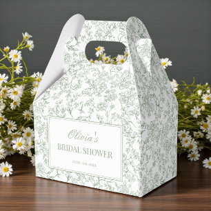Sage Green Vintage French Floral Bridal Shower Favor Boxes