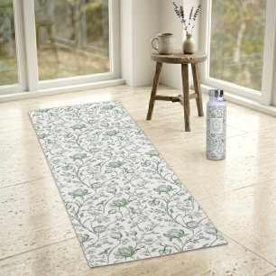 Sage Green Vintage Garden French Toile Yoga Mat