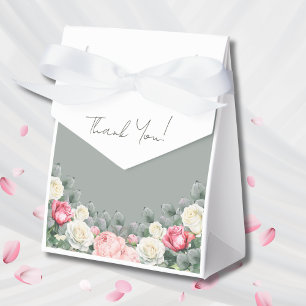 Sage Green Vintage Garden Roses Baby Shower Favor Boxes