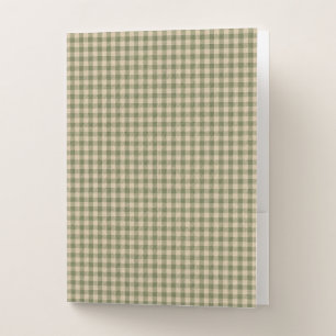 Sage Green Vintage Gingham Rustic Woven Checks Pocket Folder