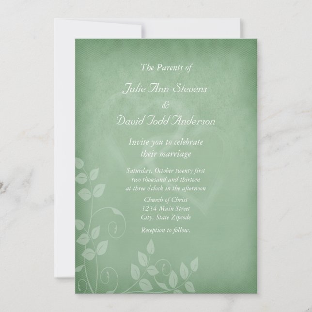 Sage Green Vintage Invitation (Front)