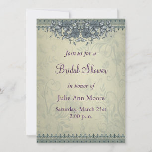 Sage Green Vintage Lace Bridal Shower Invitation