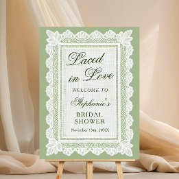 Sage Green Vintage Lace Bridal Shower Welcome Sign