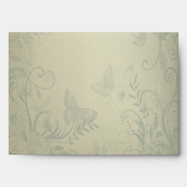 Sage Green Vintage Lace Wedding Envelope (Front)