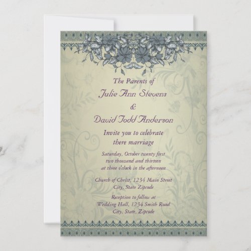 Sage Green Vintage Lace Wedding Announcements