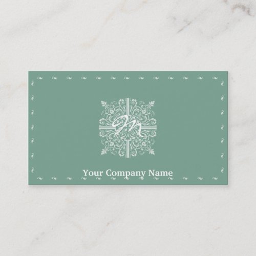 Sage Green Vintage Monogram Business Business Card