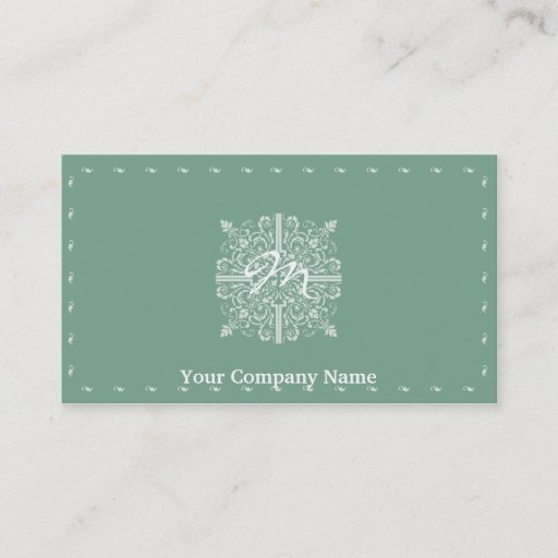 Customizable Sage Green Vintage Monogram Business Business Card