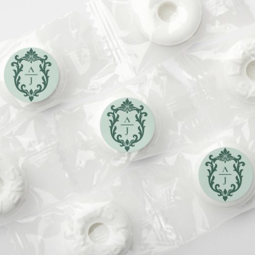 Sage Green Vintage Ornate Crest Wedding Life Saver® Mints