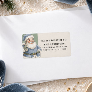 Sage Green Vintage Santa Christmas Address Label