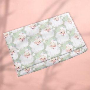 Sage Green vintage santa claus winking christmas Fleece Blanket