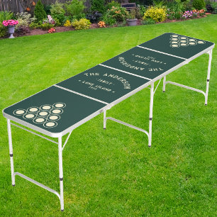 Sage Green Vintage Seaside Family Name Beer Pong Table