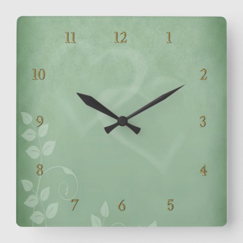 Sage Green Vintage Square Wall Clock